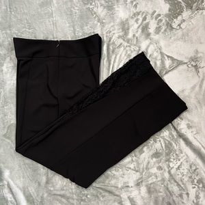 Black Wide Leg Pants with Lace inserts